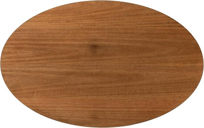 Kate and Laurel Foxford Modern Tiered Oval Coffee Table; 38 x 24 x 18; Natural Brown; Transitional Two-Tier Living Room Table with Storage and Resilient Wood Construction