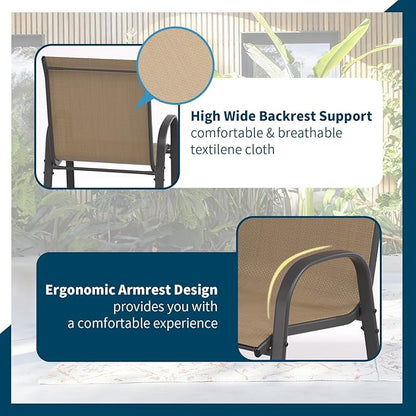 Amopatio Outdoor Bar Stools Set of 8, Bar Hight Patio Chairs, Sturdy High Back Outdoor Bar Chairs, All-Weather Textile Patio Bar Stools for Backyard, Porch, Balcony, Brown