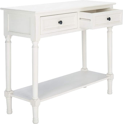 Safavieh Home Collection Tate Distressed White 2-Drawer Bottom Shelf Console Table