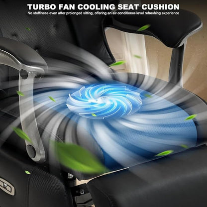 Kinnls Magnus Massage Office Chair with Ventilation and Heating,Leather Power Recliner Chair with Footrest,Big and Tall Ergonomic Comfy Home Office Desk Chairs High Back 500lbs (Black)