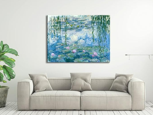 Wieco Art Water Lilies by Claude Monet Paintings Reproduction Canvas Prints Giclee Artwork for Wall DecorModern Canvas Wall Art for Home and office Decoration