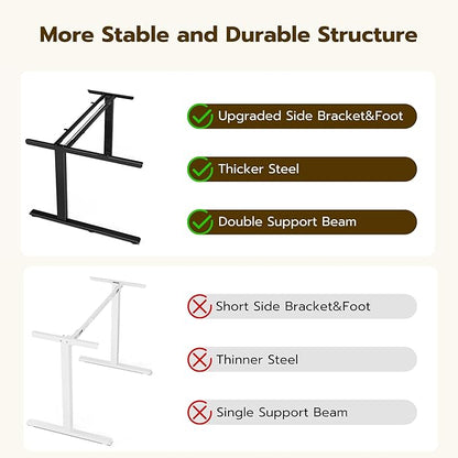 59 Inch L Shaped Standing Desk Adjustable Height,Gaming Electric Corner Standing Desk, Sit Stand Computer Table with Reversiable Splice Board, Black