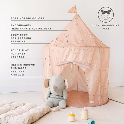 3 Sprouts Kids Play Tent - Sustainable Recycled Fabric – Fun Spacious Childs Playhouse for Indoor Games for Boys & Girls - Durable Fort Pop Up House for Toddlers & Children Age 3-10 - Terrazzo Clay