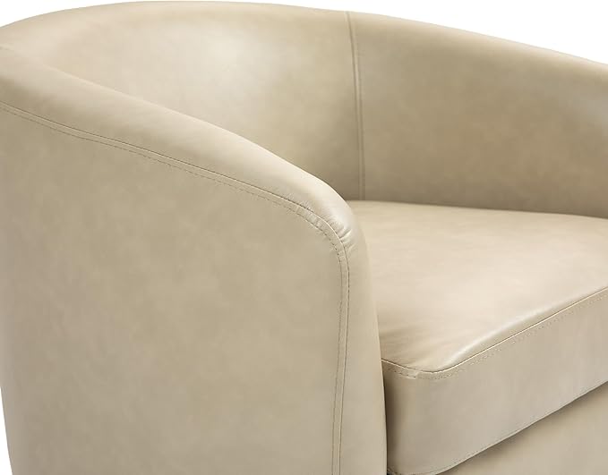 Lumibee Swivel Accent Chairs Set of 2, Faux Leather Swivel Barrel Chairs for Living Room, Modern Comfy Upholstered Round Armchairs Single Sofa Chairs for Bedroom, Club-Cream