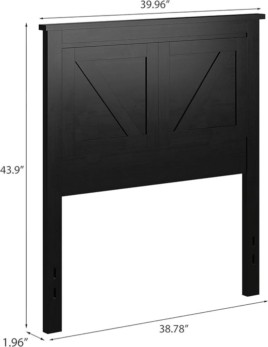 Glenwillow Home Farmhouse Style Wood Panel Headboard in Black - Twin Size