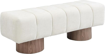 Christopher Knight Home Manila 50" Chenille Fabric Dining Bench for 2 People, Upholstery Ottoman Bench, End of Bed Footstool, Living Room Sofa Extra Seat/Footrest, No Assembly Needed, Light Beige