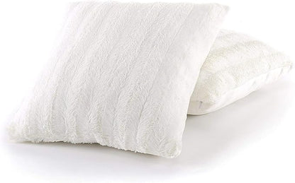 Cheer Collection Faux Fur Throw Pillows - Decorative Pillows for Couch, Bed Throw Pillows, Chocolate Accent Pillows for Bedroom or Living Room Aesthetic, Set of 2 Furry Throw Pillows, 18”x18”