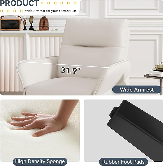 HAOBO Home Modern Accent Chair Upholstered Faux Leather Armchair Living Room Chairs Lounge Side Chairs Office Chair Beige Set of 2