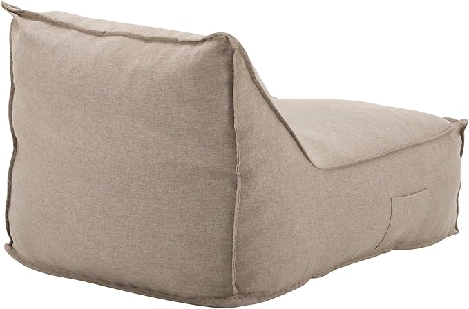 Christopher Knight Home Venny 48" L Outdoor Bean Bag Chair, Fabric Bean Bag Chair for Adults and Kids, Indoor/Outdoor Sun Lounger, Patio Lounge Chair, Comfy Outdoor Reading Chair, Dark Beige