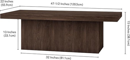 Henn&Hart 48" Wide Rectangular Coffee Table in Alder Brown, for Home, Living Room, Bedroom, Entertainment Room, Office
