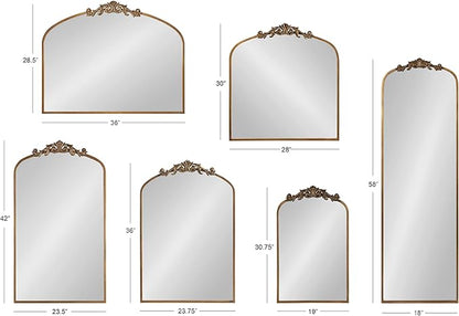 Kate and Laurel Arendahl Traditional Arch Wall Mirror; 19 x 31; Antique White; Vintage Glam Baroque-Inspired Arched Bathroom Vanity Mirror with Ornate Crown