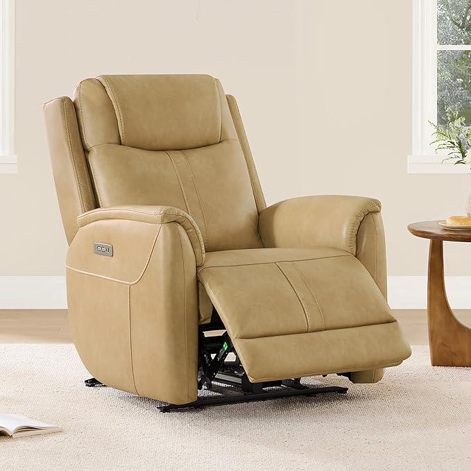 CHITA Super Zero Gravity Power Recliner Chair for Adults, Electric Faux Leather Recliner with USB & Type-C Charging Ports for Living Room, Bedroom & Home Theater Relaxation, Tan