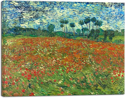 Wieco Art Poppy Field June 1890 Canvas Print of Vincent Van Gogh Wall Art Paintings Reproduction Field Pictures Artwork for Wall Decor and Home Decorations