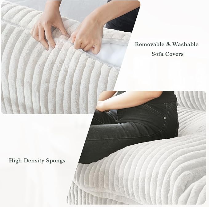 Modular Sectional Sofa, Convertible U Shaped Sofa with Chaise Ottoman, Deep Seat Cloud Sectional Couch, 6 Seat Comfy Modular Couch for Living Room, Office, Apartment, Beige