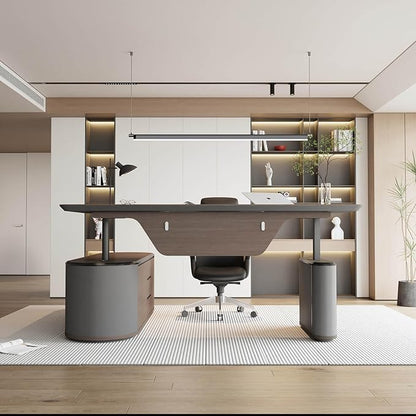 SAINTCY Large Executive Office Desk with File Cabinet, 78.7 Inch Sit & Stand L Shaped Executive Desk, Adjustable Luxury Office Desks for Boss, Business Owners, Managers and Supervisors Return Right