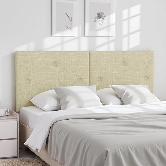 Upholstered King Size Headboard, Linen Fabric Headboard with Solid Wood & Sturdy Metal Legs, Adjustable Height Bed Headboards King Tufted in Modern Button Design, Linen