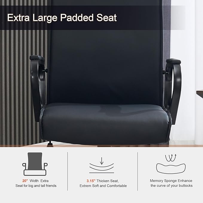 Okeysen Office Desk Chair, Ergonomic Leather Modern Conference Room Chairs, Executive Height Adjustable Swivel Rolling Chair for Home Office.
