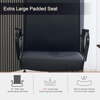 Okeysen Office Desk Chair, Ergonomic Leather Modern Conference Room Chairs, Executive Height Adjustable Swivel Rolling Chair for Home Office.