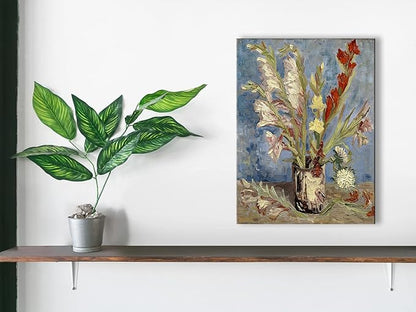 Wieco Art Vase with Gladioli and China Asters by Van Gogh Famous Oil Paintings Reproduction Modern Floral Giclee Canvas Prints Artwork Abstract Flowers Pictures on Canvas Wall Art