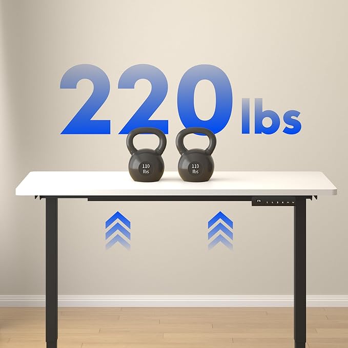 FLEXISPOT E3 Dual Motor Electric Standing Desk 48x24 Inch Whole-Piece Board Height Adjustable Electric Sit Stand Desk (Black Frame + White Desktop, 2 Packages)