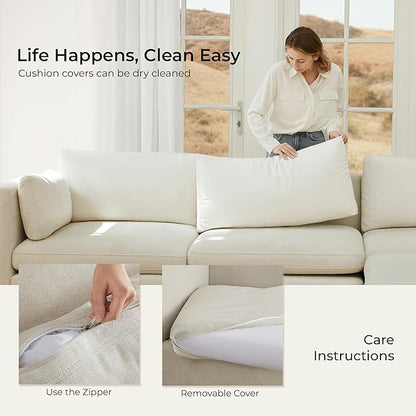 CHITA Oversized Modular Sectional Sofa, FSC Certified L Shaped Sectional Couches for Living Room, 112 inch Width,4 Seat Modular Sofa with Storage Ottoman, Linen