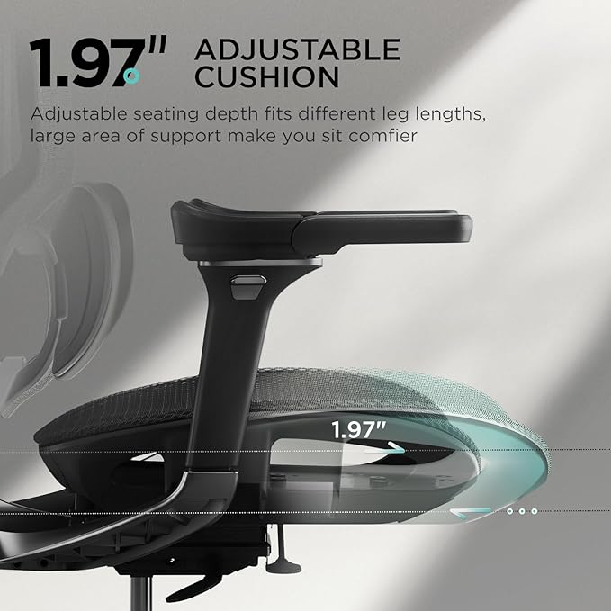 Hbada E3 Pro Ergonomic Office Chair, Big and Tall Office Chair - with 3-Zone Dynamic Lumbar Support, 4D Adjustable Headrest, 6D Adjustable Armrests, Swivel, Black(No Footrest)