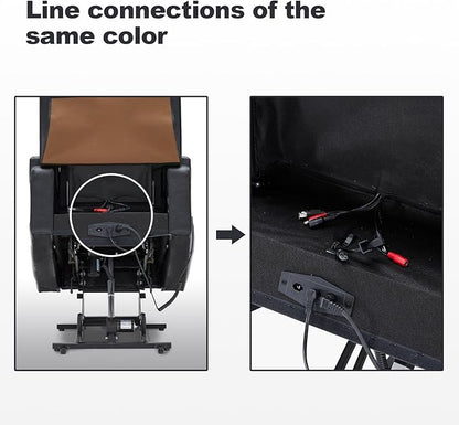 Triple Motor Power Lift Recliner Chair with Adjustable Lumbar Support, Lay Flat Recliner for Elderly, Breathable Black Lift Chair Leather Recliner, Massage & Heating, USB Ports, Cup Holders