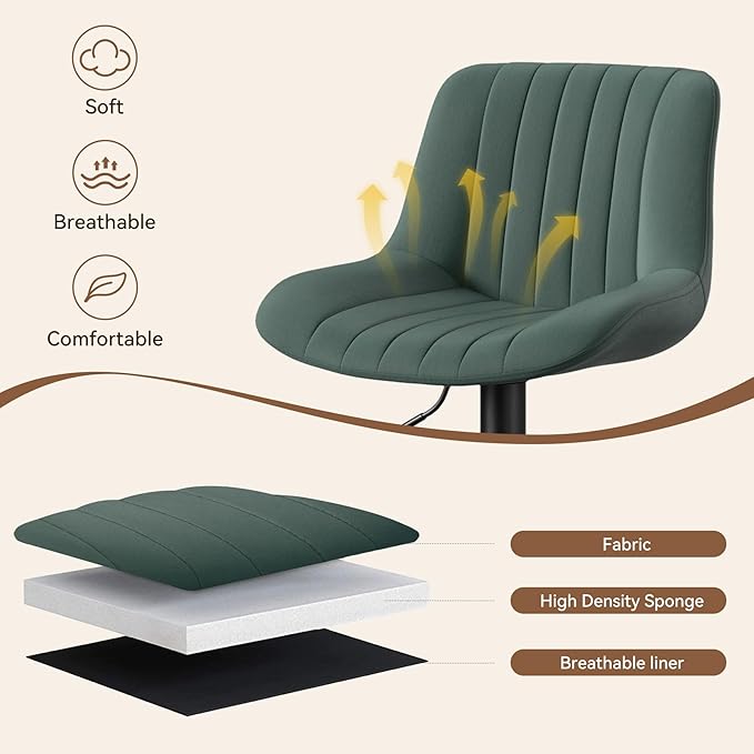 Nalupatio Bar Stools Set of 4, Adjustable Modern Swivel Bar Stools with Backs, Counter Height Performance Fabric Island Chairs for Home Kitchen, Dark Green