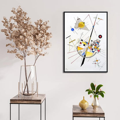 Wieco Art Framed Canvas Wall Art Delicate Tension #85, 1923 by Wassily Kandinsky Famous Classic Paintings Abstract Reproductions Canvas Wall Art for Home Office Decoration