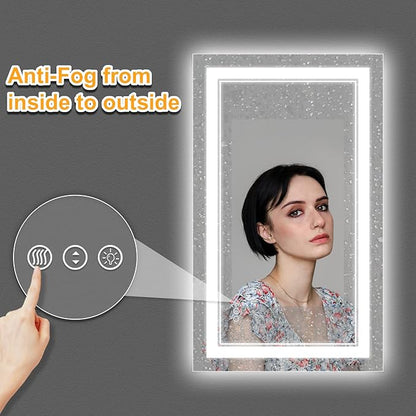 44 x 32 Inch LED Bathroom Mirror, Front Light and Backlit Lighted Vanity Mirror, Anti-Fog, Dimmable Memory, Shatterproof, Wall-Mounted