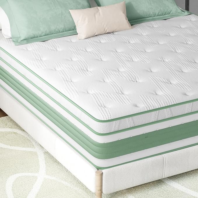 Novilla King Mattress, 12 Inch Hybrid Mattress, High Density Gel Foam with Pocket Coils for a Cozy Sleep, Motion Isolation Medium Firm King Size Mattresses, Pillow Top Mattresses, Balance Support