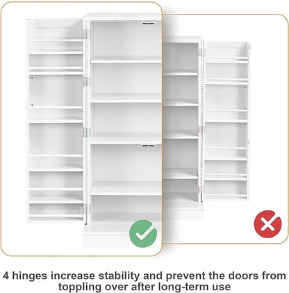 Yaheetech Storage Cabinet, Pantry Cabinet Cupboard with Door and Adjustable Shelves, Freestanding Utility Storage Cabinet for Dinning Room/Living Room, White