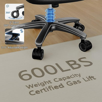 Big and Tall Office Chair, 600lbs Heavy Duty Desk Chair with 5D Arms, Adjustable Lumbar Support & Height, Tilt Function, PU Leather High Back Ergonomic Executive Computer Chair with 3'' Silent Casters
