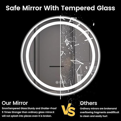 42" x 42" LED Bathroom Mirror with Lights, Backlit & Front Lighted, Wall-Mounted Vanity Mirror 3000K/4000K/6000K, Memory Functions, Anti-Fog, Dimmable Smart Mirror