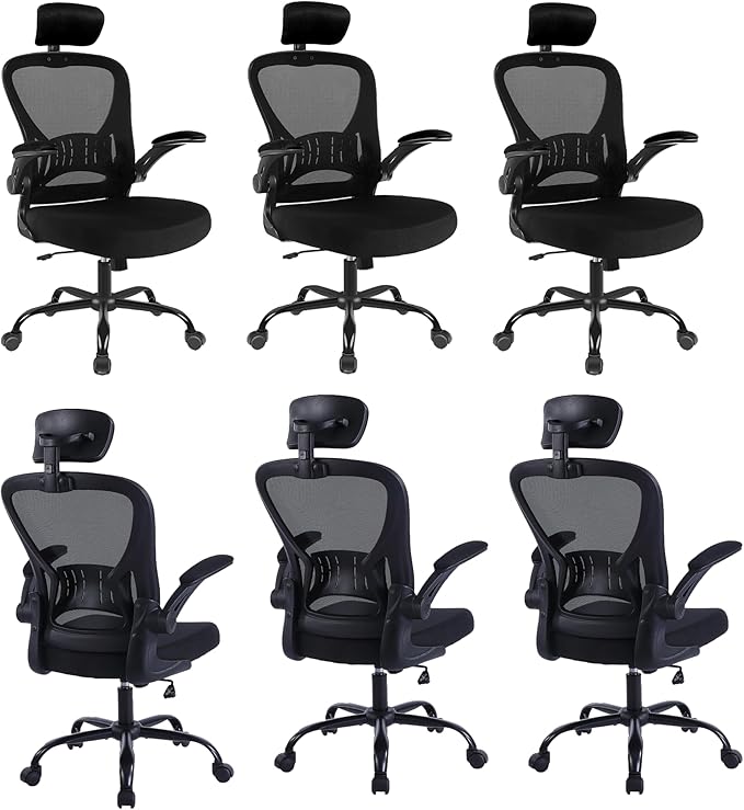 6 Pack Office Chair Ergonomic Desk Chair Comfort Adjustable Height with Wheels，Lumbar Support Mesh Swivel Computer Home Office Chair,Conference Room Chairs