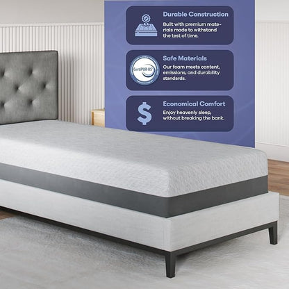 Celestial Sleep Gel Memory Foam Mattress in a Box, Made in The USA, CertiPUR-US® Certified Foam, Oeko-Tex, and Fiberglass-Free Certified Bed, 8 inch Firm - TwinXL