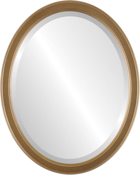 OVALCREST Oval Beveled Wall Mirror for Home Decor - Toronto Style - Desert Gold - 18" x 14"