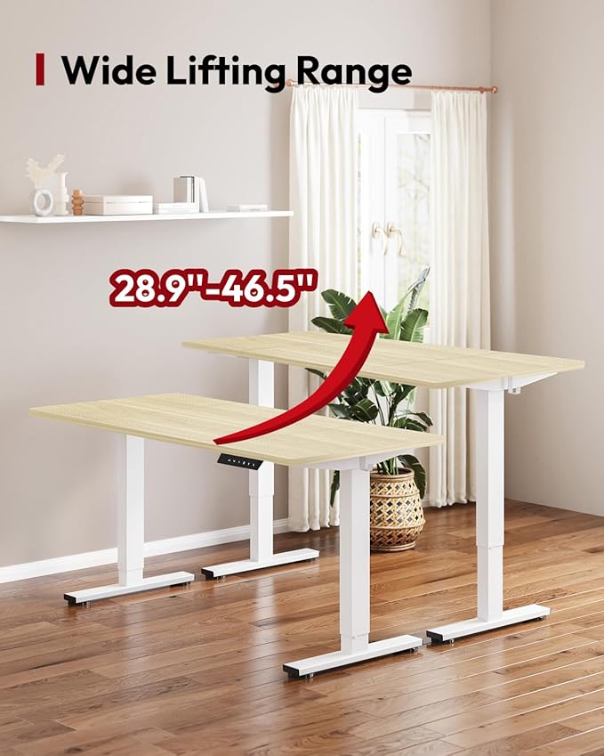 SANODESK Standing Desk Height Adjustable Electric Stand up Desk 79x32 Inches Sit Stand Home Office with Splice Board, White Frame/White Wood Grain