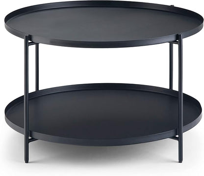 SIMPLIHOME Monet Industrial 32 inch Wide Metal Metal Coffee Table in Black for the Living Room and Family Room
