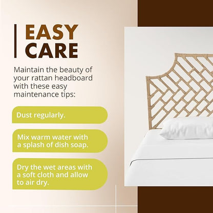 Kouboo Rattan Chippendal Headboard, Queen Size, Bedroom Furniture, Bohemian Decor, Headboard, Natural