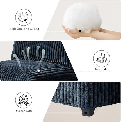 Modular Sectional Sofa, L Shaped Sofa with Chaise Ottoman, Deep Seat Cloud Sectional Couch, Couch Cushion Covers Removable, Comfy Modular Couches for Living Room, Office, Apartment, Black