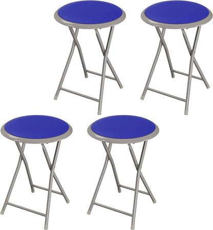 Lavish Home Folding Stool Set - Set of Four 18-Inch Stools with 225lb Capacity for Kitchen, Dorm, or Rec Room - Portable Stools for Adults (Blue)