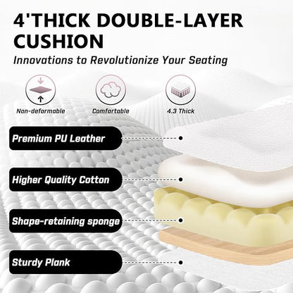 400lbs Office Chair with Foot Rest, Ergonomic Big and Tall Office Chair with Adjustable Headrest, High Back PU Leather Computer Chair,Comfy Heavy Duty Office Desk Chair (Classic White)