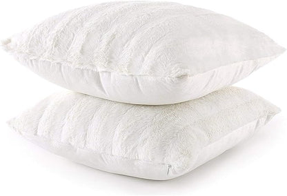 Cheer Collection Faux Fur Throw Pillows - Decorative Pillows for Couch, Bed Throw Pillows, Chocolate Accent Pillows for Bedroom or Living Room Aesthetic, Set of 2 Furry Throw Pillows, 18”x18”