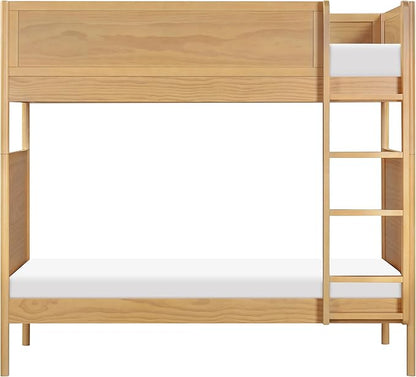 Babyletto Bondi Bunk Bed Twin Over Twin - GREENGUARD Gold Certified Heavy Duty Wood Bunkbeds w/Adjustable Ladder - Convertible to 2 Individual Beds for Kids - Trundle Sold Separately - Honey