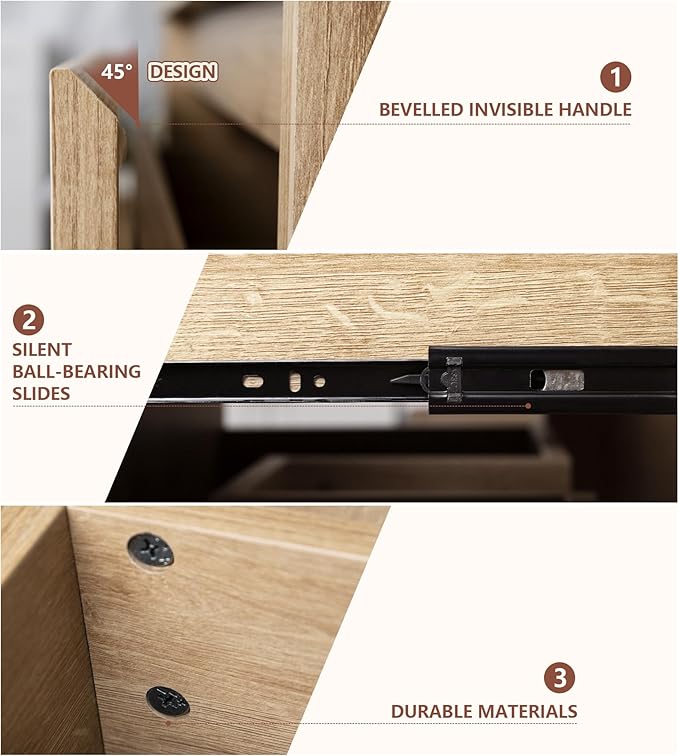 30 Inch Floating Bathroom Vanity with Sink – Wall-Mounted Vanity with Hidden Drawer, Natural Wood Finish, Modern Vessel Sink Vanity for Bathroom(Nature with Sink, 30")