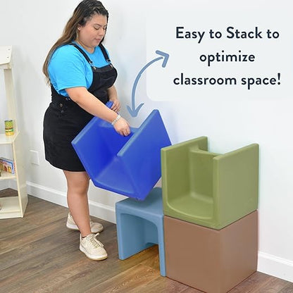 Children's Factory Cube Chair for Kids, Flexible Seating Classroom Furniture for Daycare/Playroom/Homeschool, Indoor/Outdoor Toddler Chair, Fern (CF910-014)