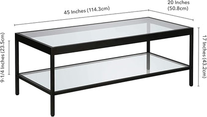 Henn&Hart 45" Wide Rectangular Rectangular Coffee Table in Blackened Bronze, Modern Rectangular Coffee Tables for living room, studio apartment essentials