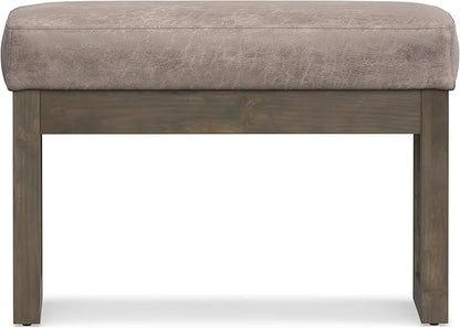SIMPLIHOME Milltown 27 inch Wide Contemporary Rectangle Footstool Ottoman Bench in Distressed Grey Taupe Vegan Faux Leather, Assembled, For the Living Room and Bedroom