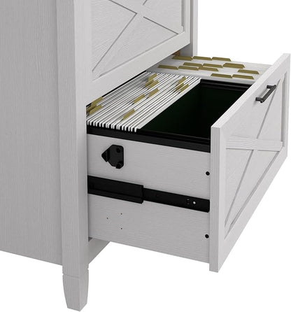 Bush Furniture Key West 2 Drawer Lateral File Cabinet in Pure White Oak, Document Storage for Home Office, Accent Chest with Drawers
